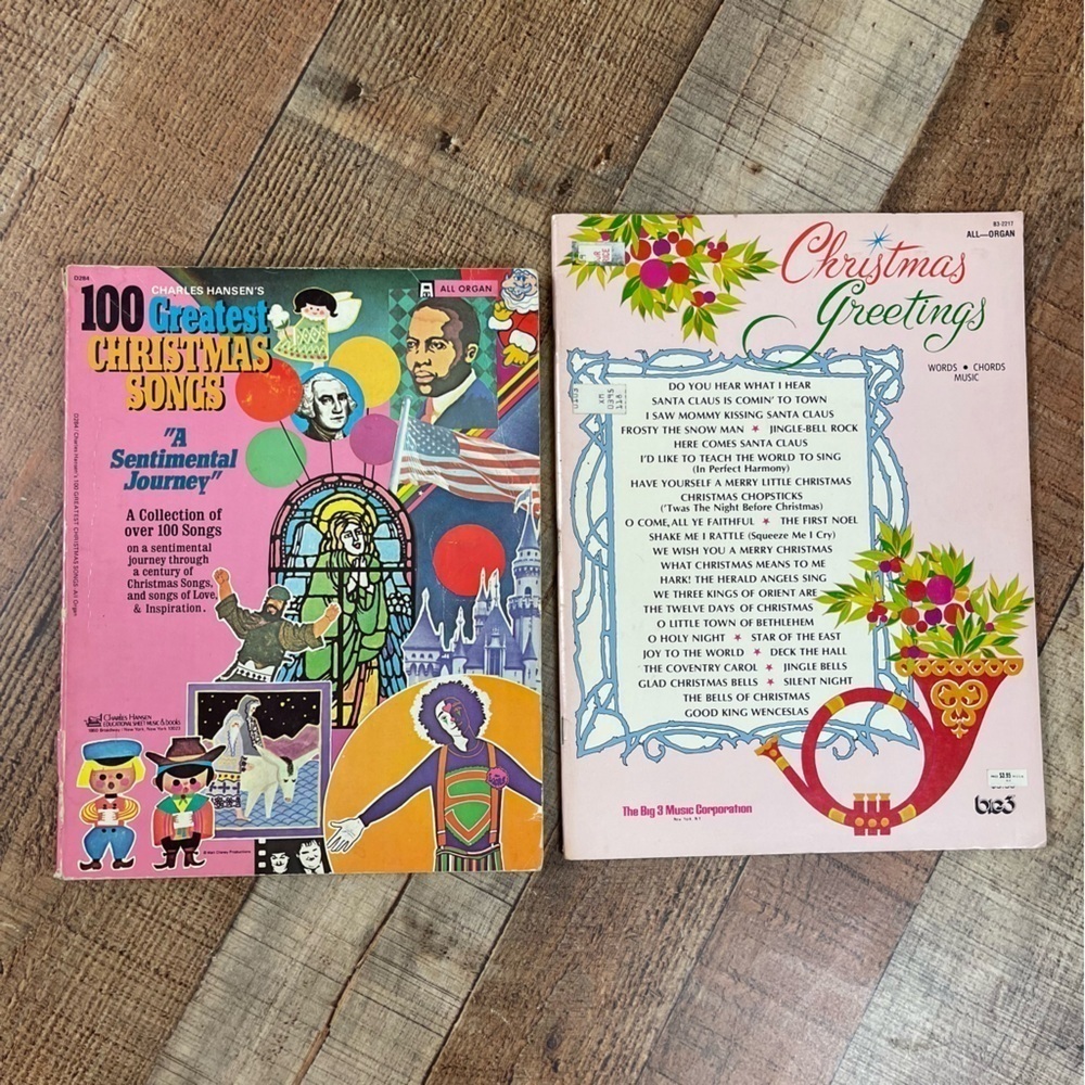 Christmas Greetings 100 Greatest Christmas Songs Organ Music Book Notes Holiday